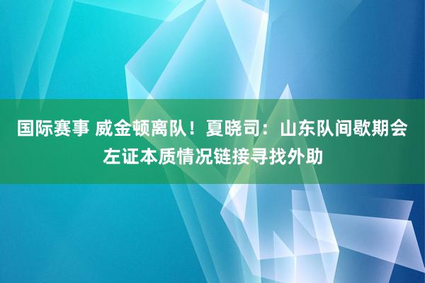 国际赛事 威金顿离队！夏晓司：山东队间歇期会左证本质情况链接寻找外助