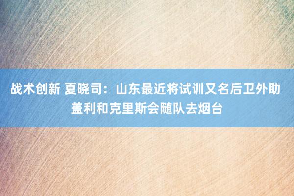 战术创新 夏晓司：山东最近将试训又名后卫外助 盖利和克里斯会随队去烟台