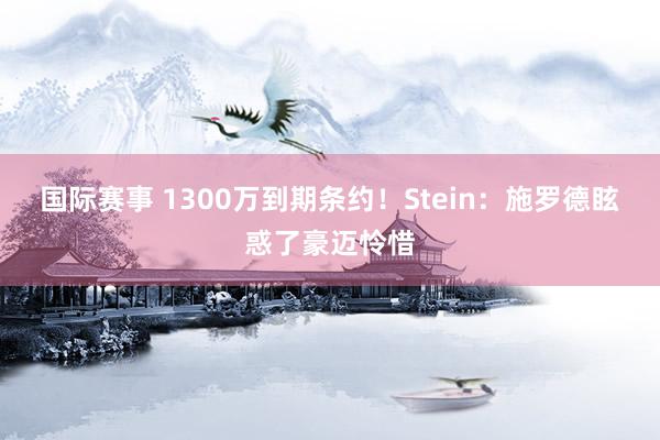 国际赛事 1300万到期条约！Stein：施罗德眩惑了豪迈怜惜