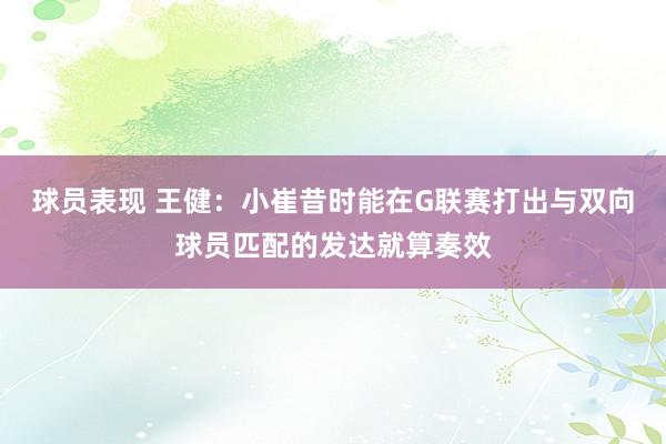 球员表现 王健：小崔昔时能在G联赛打出与双向球员匹配的发达就算奏效